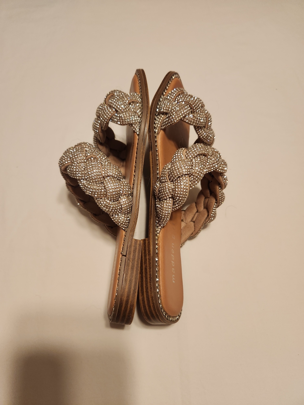 Madden Girl Rhinestone Braided Slide Sandals Size 6 Sparkly Embellished - Picture 6 of 9